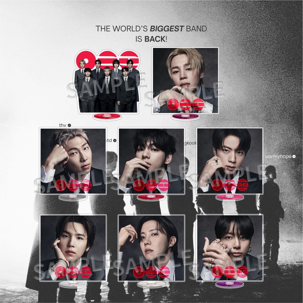 Kpop Bangtan Boys Jimin Jin Jungkook V Hai Mặt Cao Cấp Acrylic Standee Trang Trí Để Bàn
