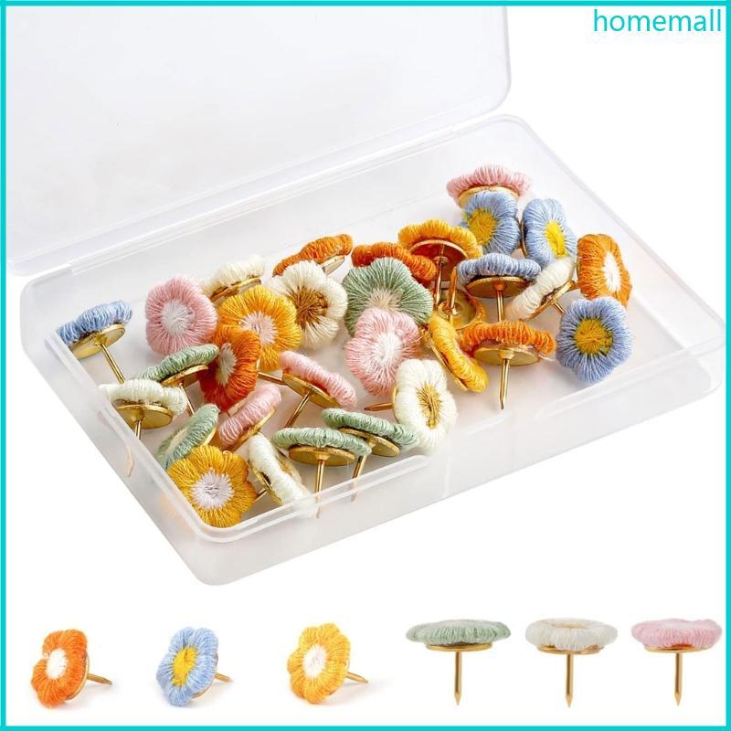 HO 30 Chiếc Hoa Đẩy Chân Hoa Ngón Tay Cái Tacks Hoa Trang Trí Nút Chai Ban Tacks