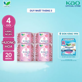 Combo 4 Băng vệ sinh hàng ngày Laurier Active Fit mềm mịn khô thoáng hương hoa 20 miếng