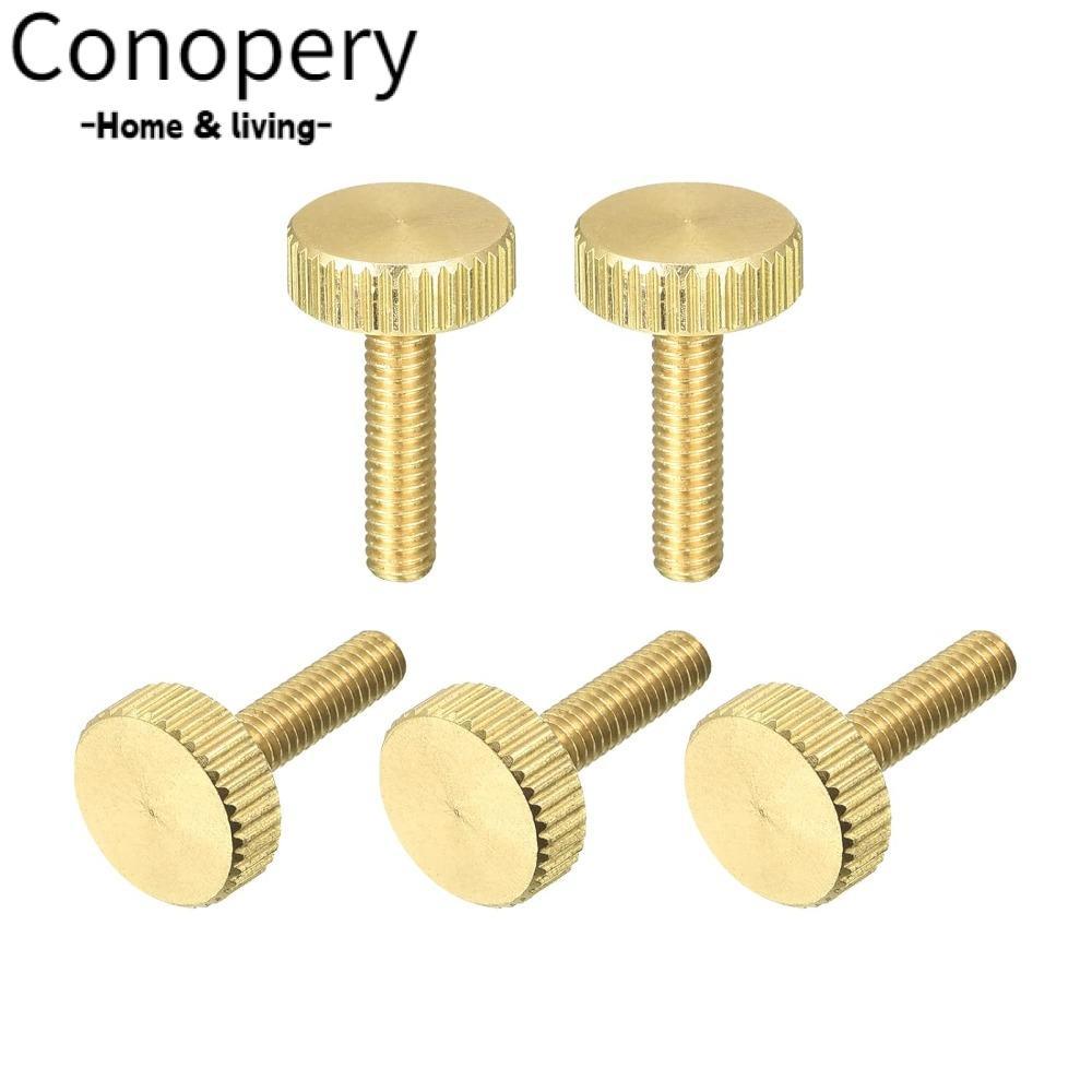 CONOPERY 5 đầu phẳng, Ốc vít ngón tay cái có khía bằng đồng M4x 6-14mm, Ốc vít nâng tay