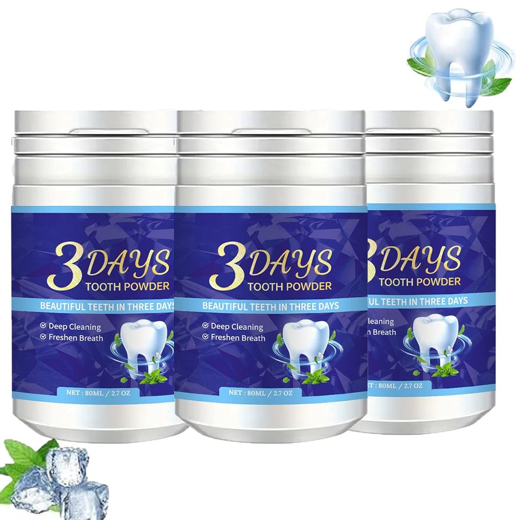 Bột làm trắng răng 3 ngày, Bột đánh răng ngọc trai 3 ngày 80ml, Bột làm trắng răng Probiotic, Bột đá