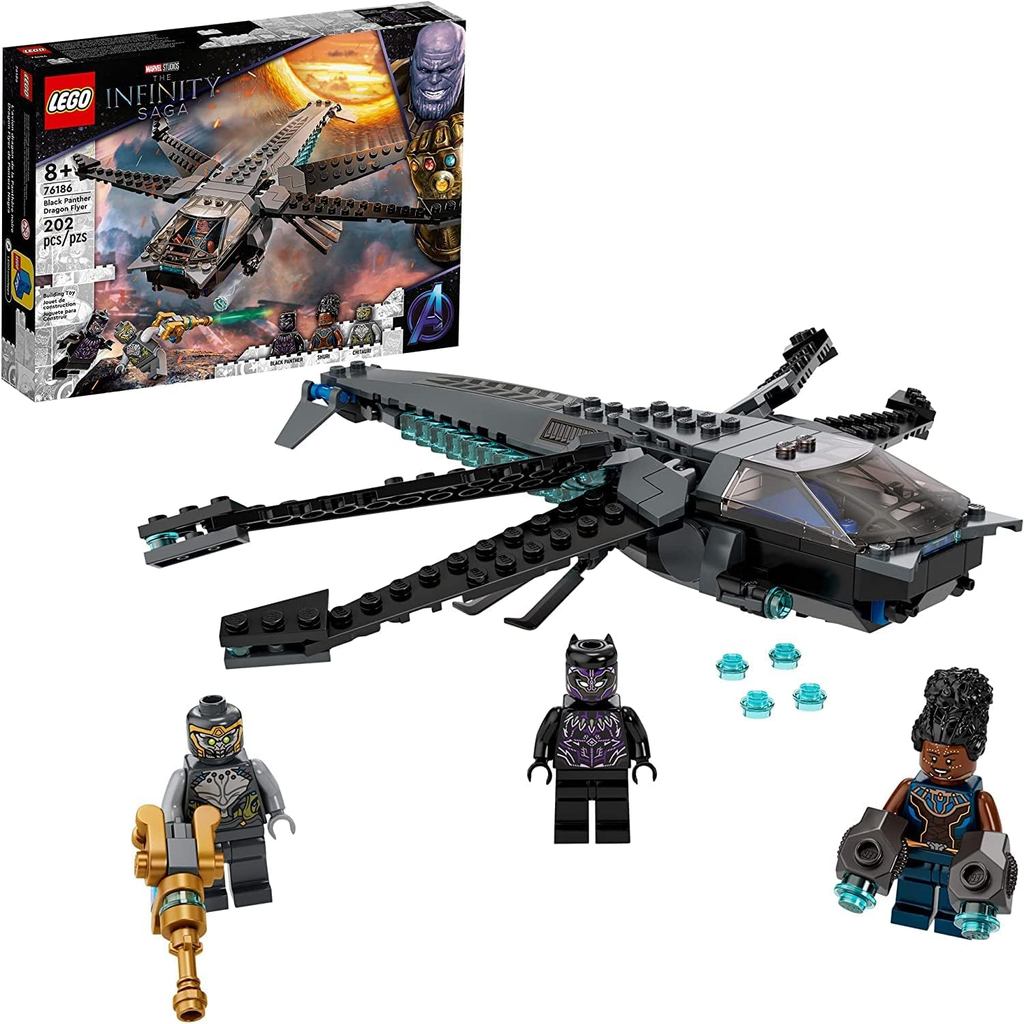 Đồ chơi bộ dụng cụ xây dựng LEGO Marvel Black Panther Dragon Flyer 76186; Tạo cảnh chiến đấu cuối cù