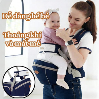 Địu Em Bé Đa Năng Cao Cấp - 4 Tư Thế Thoáng Khí, Đệm Trợ Lực, Nhẹ 260g, An Toàn Cho Bé 0-36 Tháng, Tiện Lợi Cho Bố Mẹ