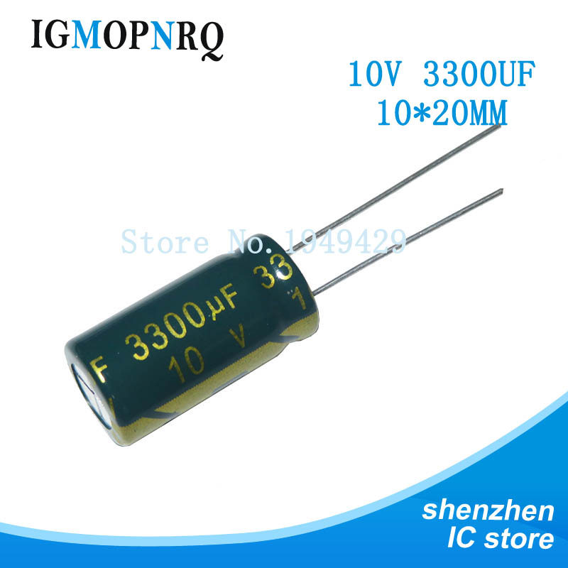 10 CÁI 10V3300UF 10 * 20mm 3300UF 10V 10x20mm Nhôm Tụ Điện Phân DIP