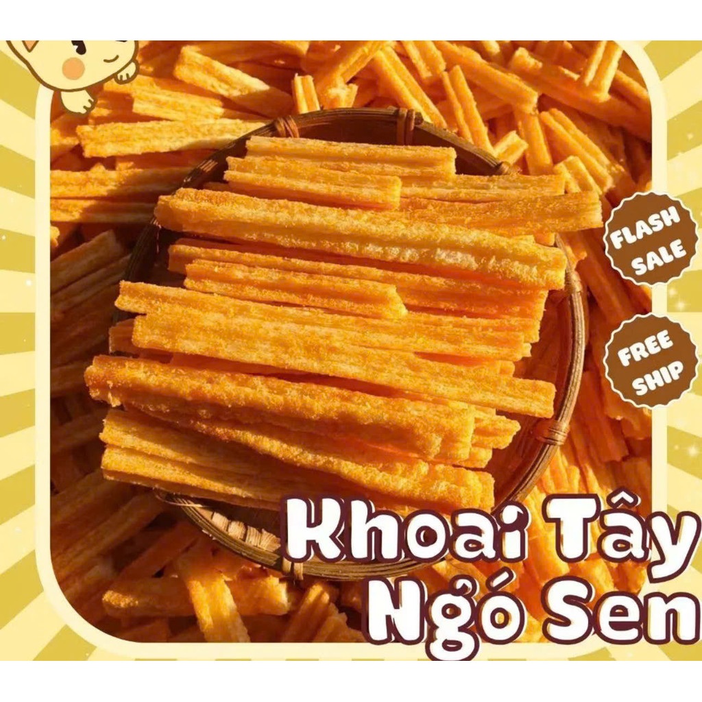 500g Snack Que Phô Mai Ngó Sen, Bim bim khoai tây ngó sen lắc phô mai thơm ngon, Đồ ăn vặt