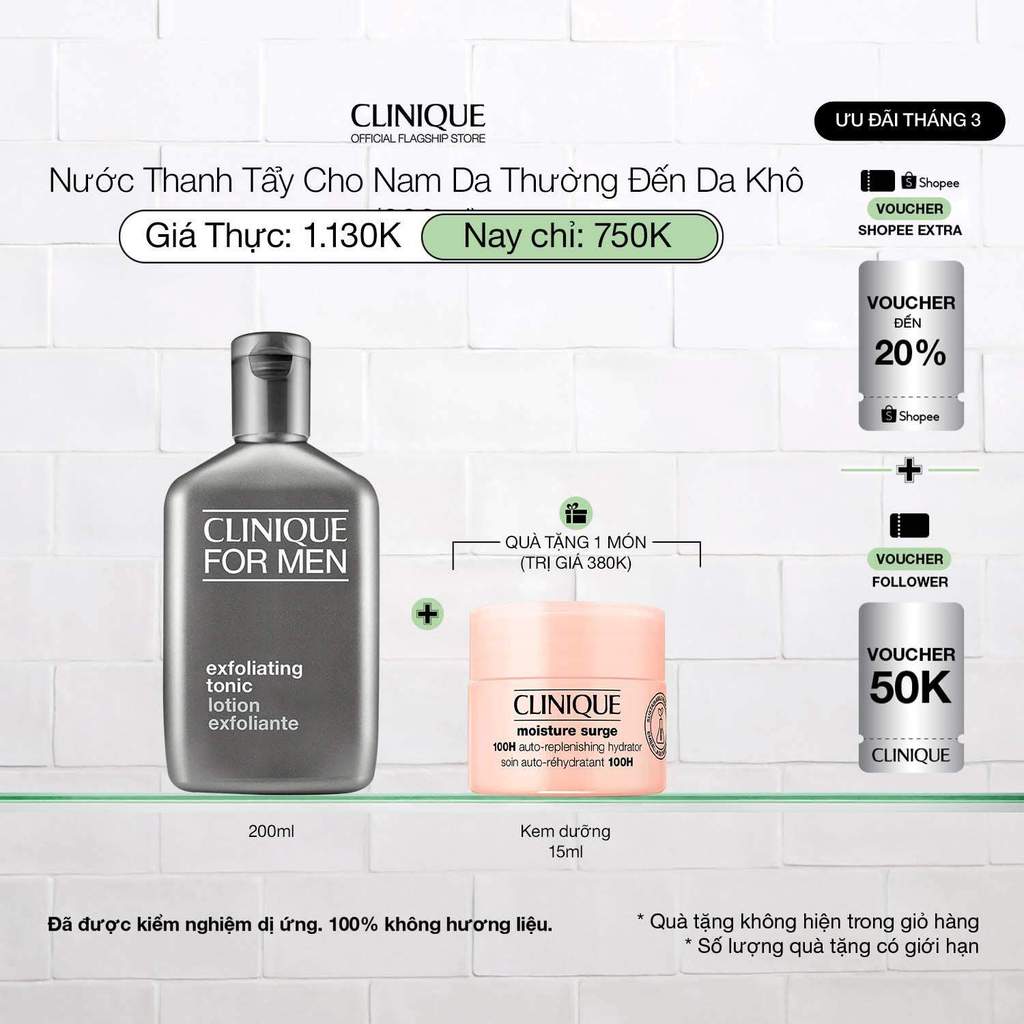 Nước thanh tẩy làm sạch sâu, thoáng mịn da cho nam CLINIQUE For Men Exfoliating Tonic - Exfoliator 2