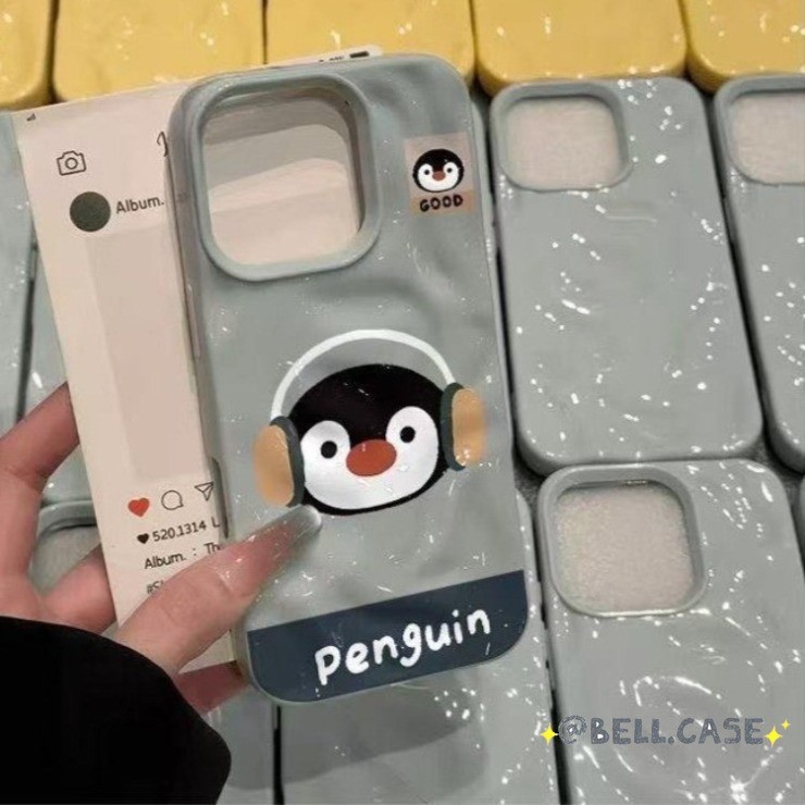 Ốp lưng iPhone 17 16 15 14 13 12 11 Pro Max X XR Max 7 8 Plus Tai nghe dễ thương Penguin Case