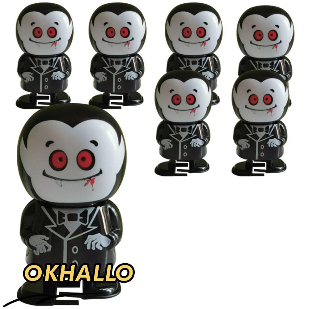 OKHALLO 6 Đồ chơi Zombie Trung Quốc Halloween, Đầu lâu bằng nhựa Đồ chơi đi bộ gió mới lạ, Ma cà rồn