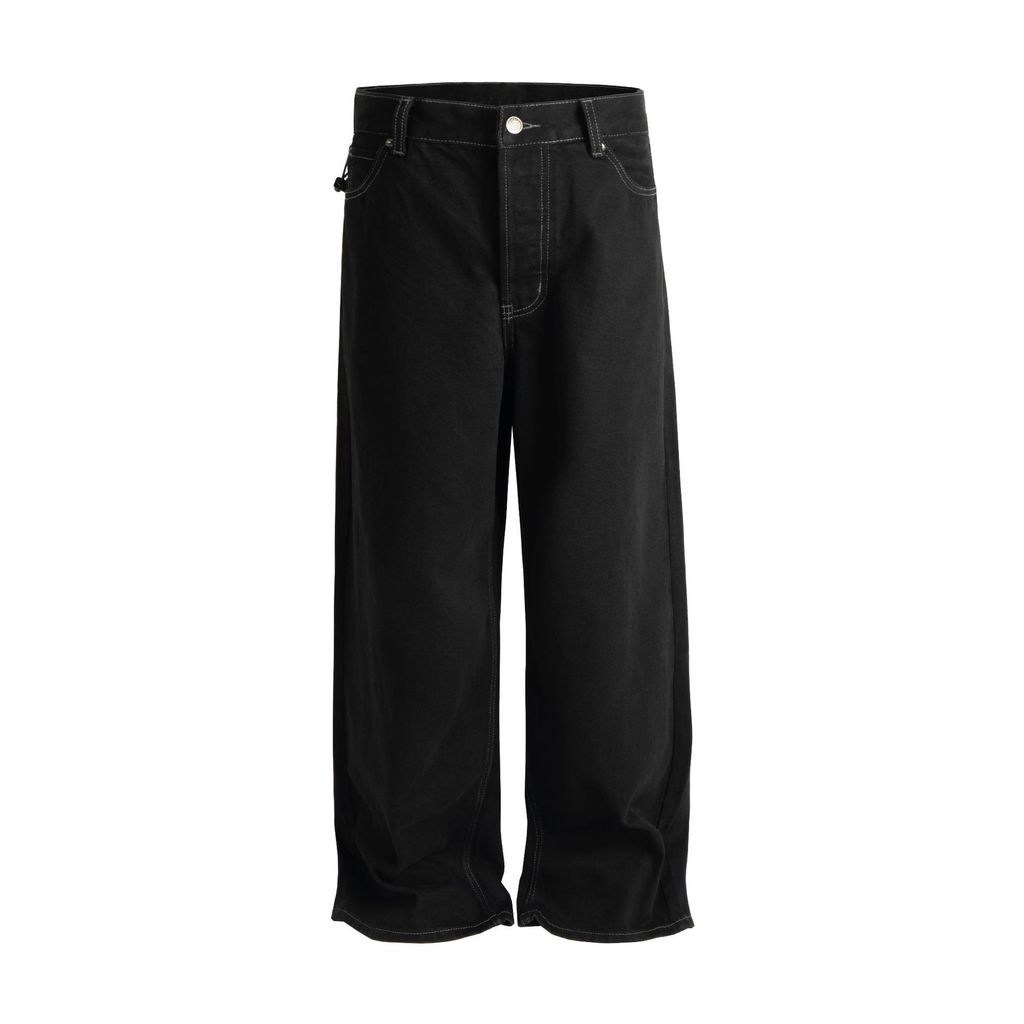 HJ4Q Vintage Raw Denim Black1981M Loose Casual Versatile Wide-Leg Jeans