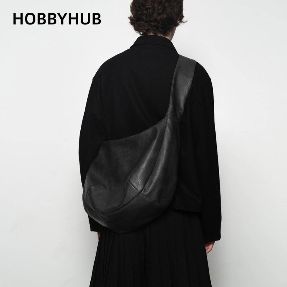 Túi đeo chéo nam HOBBYHUB​​, ​​Kích thước lớn​​ Túi đeo vai bằng da PU, chất lượng cao​​ Túi Tote thông thường xếp ly phong cách cổ điển​​ Sử dụng hàng ngày​​