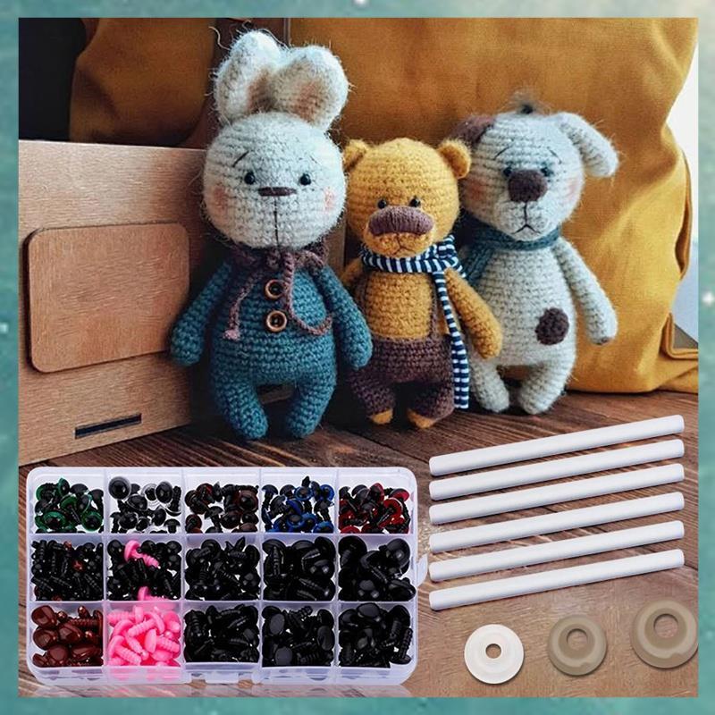 [uhktyltui.vn] 566 CÁI Mắt an toàn bằng nhựa để móc Amigurumi Móc mắt có vòng đệm Mắt an toàn cho độ