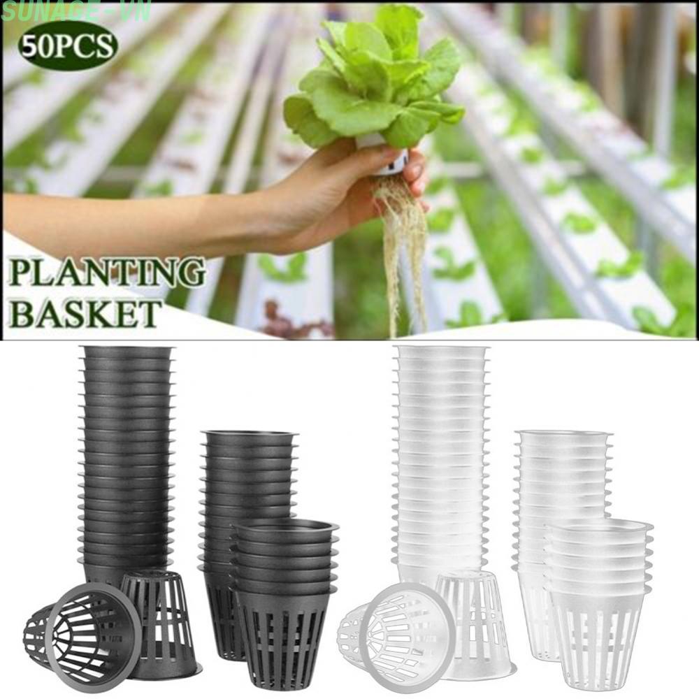 【SUNAGE】Net Cup Plant Mesh Pot Net Cup Net Duty Plastic 40Pcs 50mm Black White【HOT Fashion】
