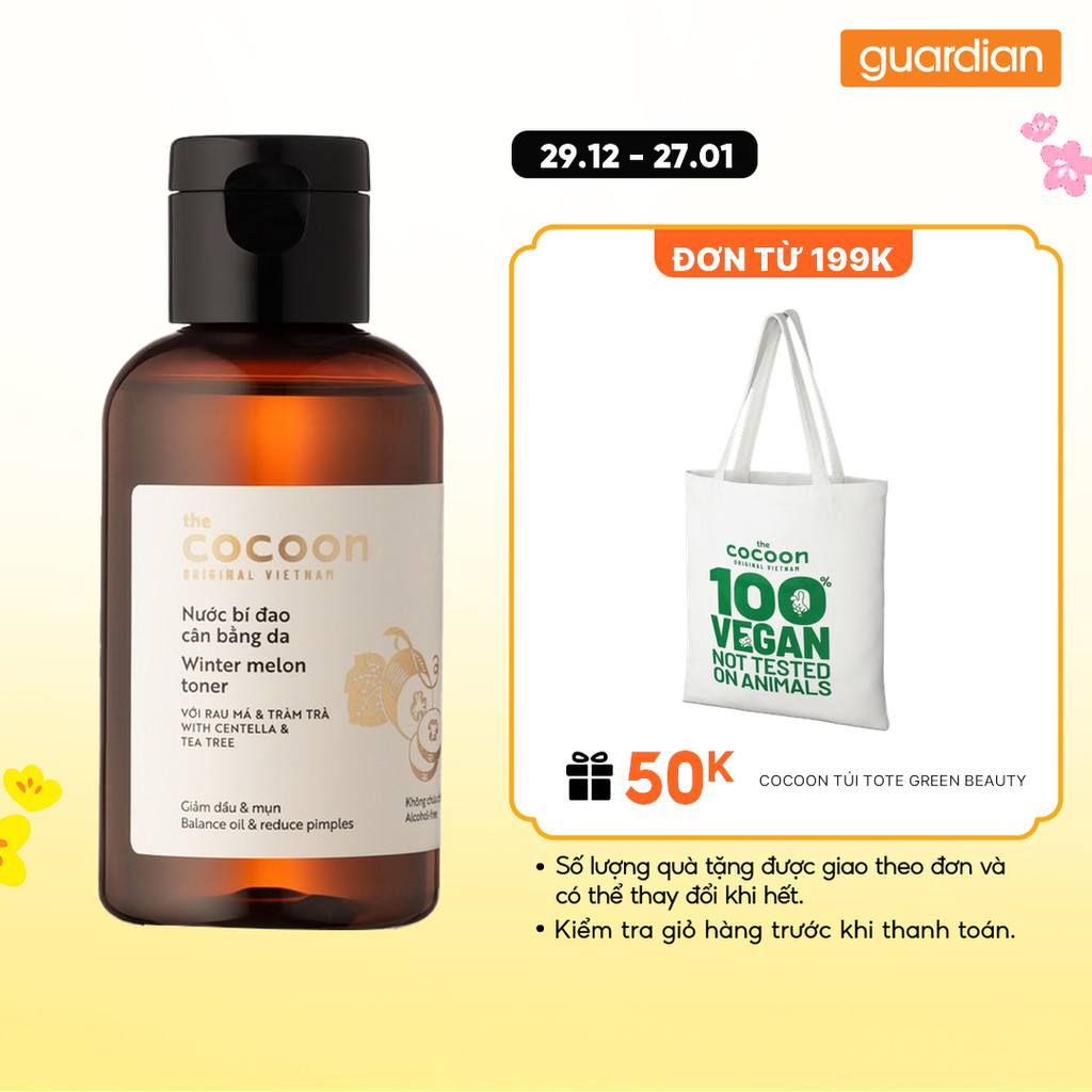 Nước Cân Bằng Da Bí Đao Hỗ Trợ Giảm Dầu Và Mụn Winter Melon Toner Cocoon 140Ml