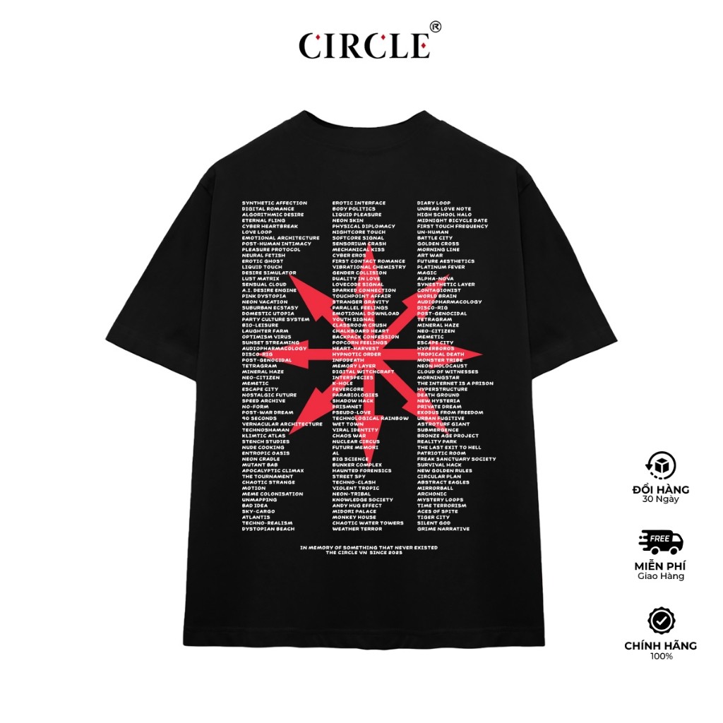 [HOT] Áo thun CIRCLE - CHAOS STAR WORDLIST BLACK Unisex nam nữ cotton cao cấp - THE CIRCLE VN