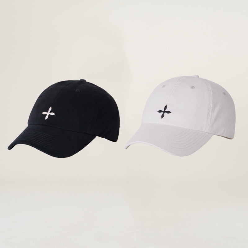 SMFK Cross Badge Workwear Baseball Cap Black and White Washed Cotton Casual Baseball Cap Duckbill Ca