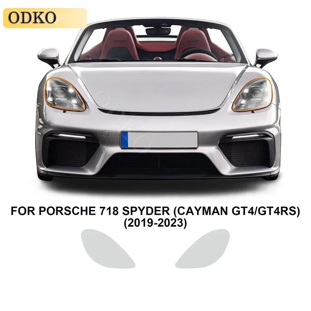 Dành Cho Xe Porsche 718 Spyder Cayman GT4 GT4RS 2019-2023 2 Chiếc Đèn Pha Ô Tô Vỏ Bảo Vệ Phim Đèn Ph