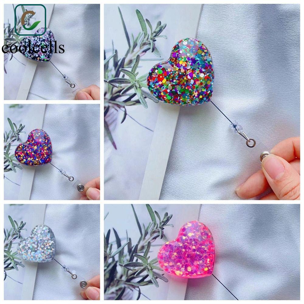 COOLCELLS Nurse Badge Reel, Love Heart Alligator Kẹp xoay Giá đỡ huy hiệu có thể thu vào, Kẹp thẻ ID