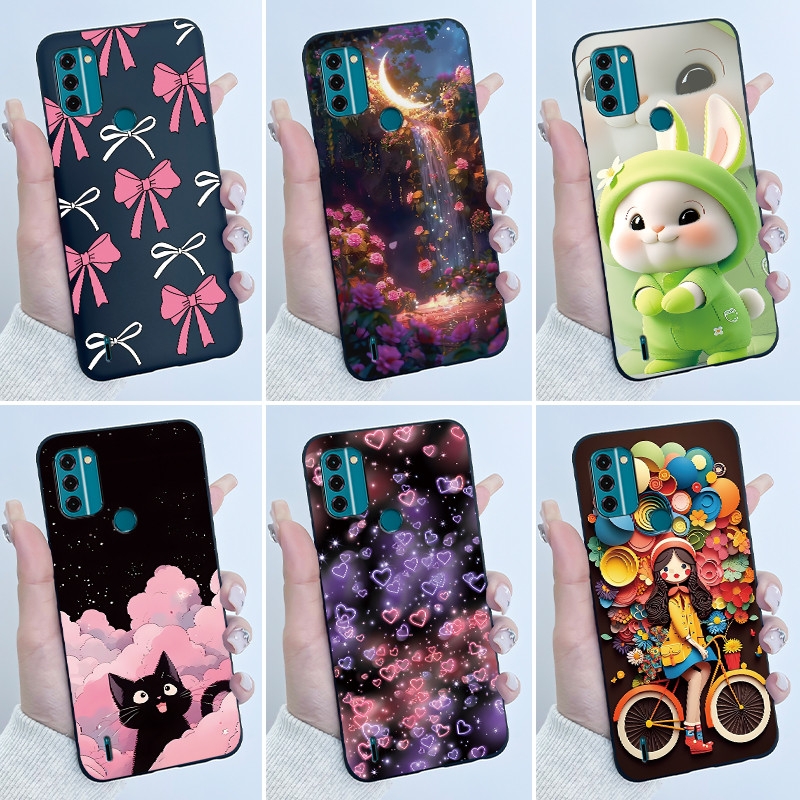 Dành Cho Nokia C31 Ốp Lưng Tình Yêu Dễ Thương Thỏ Hoạt Hình Vui Nhộn Mờ Silicon Mềm Màu Đen TPU Ốp L