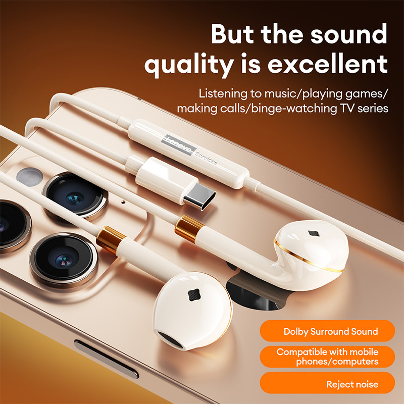 Tai nghe có dây Lenovo YF36 và tai nghe bán trong tai có phích cắm loại C 3,5 mm cộng với âm thanh nổi HiFi | BigBuy360 - bigbuy360.vn