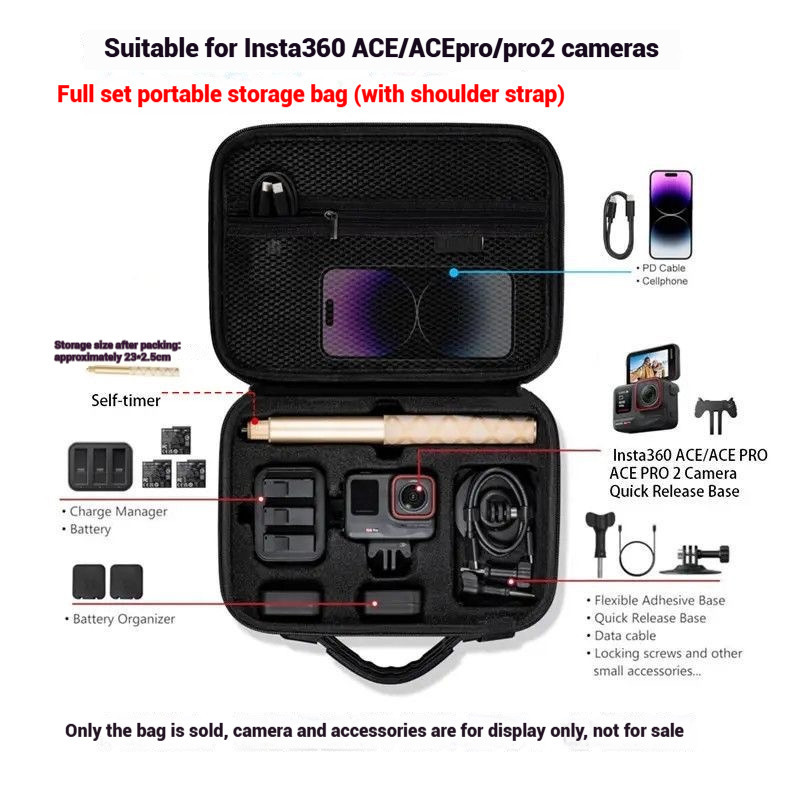 Túi đeo vai EVA + Vỏ Nylon cho phụ kiện máy ảnh Insta360 ACE Pro 2 / Ace / Ace Pro 2