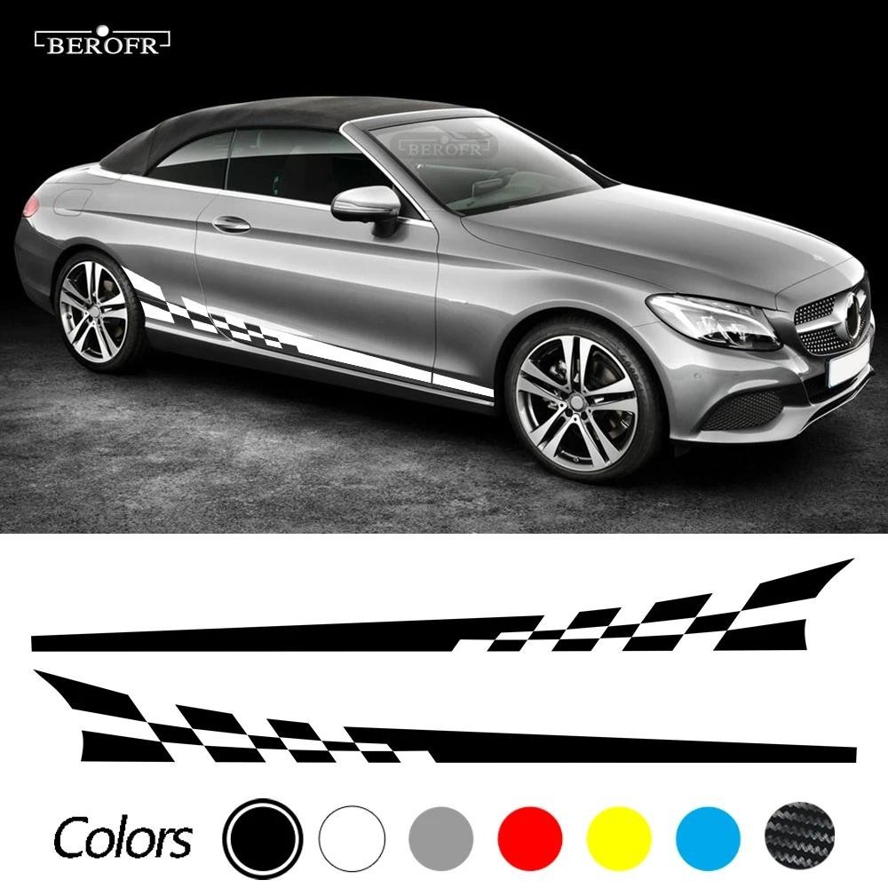 Xe Đua Miếng Dán Cửa Bên Váy Decal Cho Xe Mercedes Benz C Class 2019 W205 C180 C200 C260 C300 C43 C6