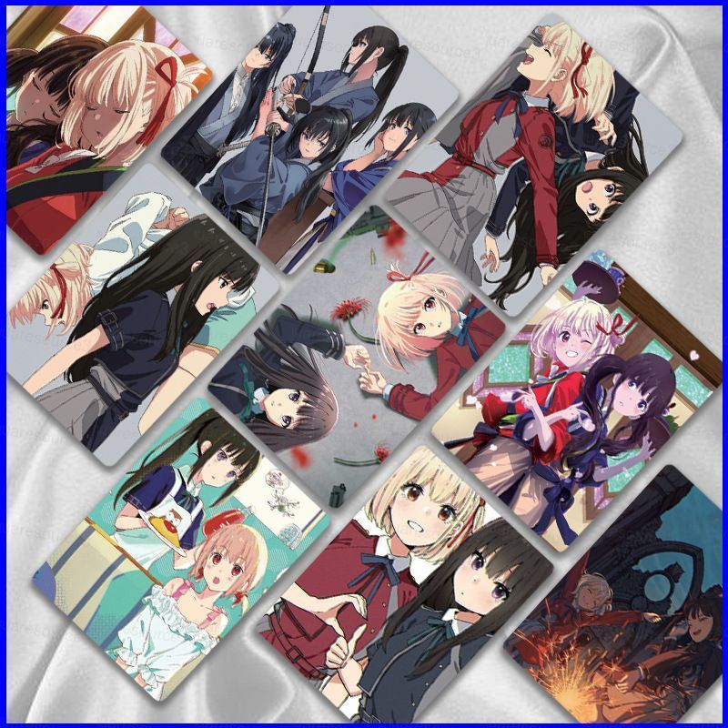 SQ3 50 Cái / bộ Lycoris Recoil Laser thẻ nhỏ Anime ngoại vi quà tặng cho bạn gái lomo thẻ bộ sưu tập