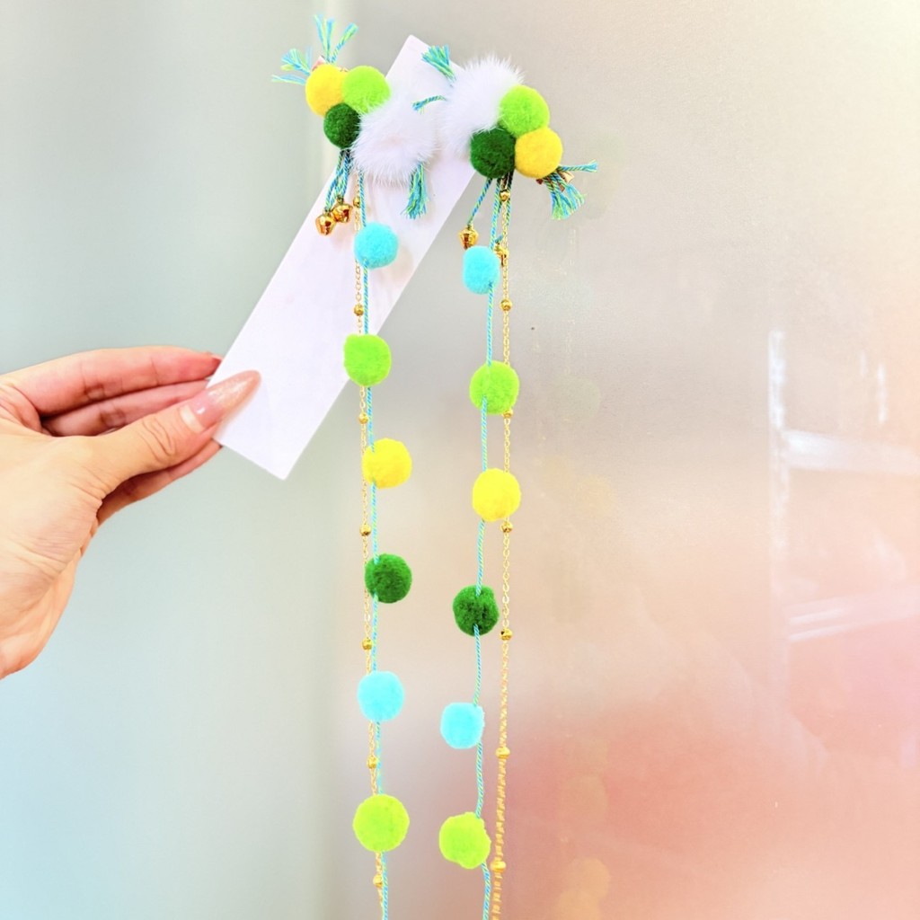 Kẹp tóc bện cổ Kẹp tóc bóng tóc​ ​​Trẻ Em Hanfu Mũ Đội Đầu Phong Cách Dân Tộc Tua Rua Phụ Kiện Tóc D