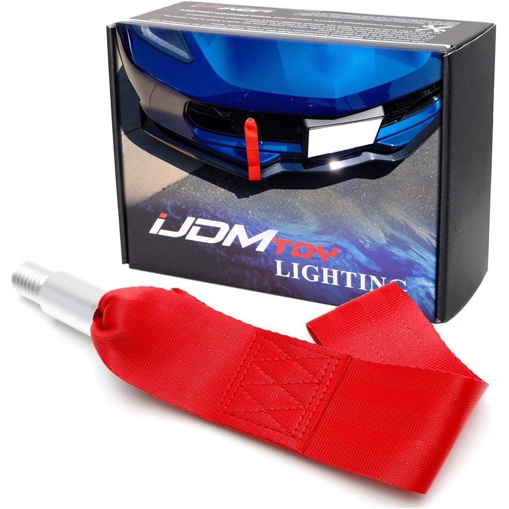 IJDMTOY Racing Style Tow Hook Mount Dây đeo kéo Poly màu đỏ thể thao, Tương thích với Chevrolet 2014