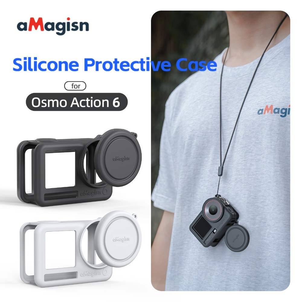 Dành Cho DJI Osmo Action 6 Vỏ Bảo Vệ Silicon Thể Thao Camera Bảo Vệ Phụ Kiện Cho DJI Osmo Action 6 C