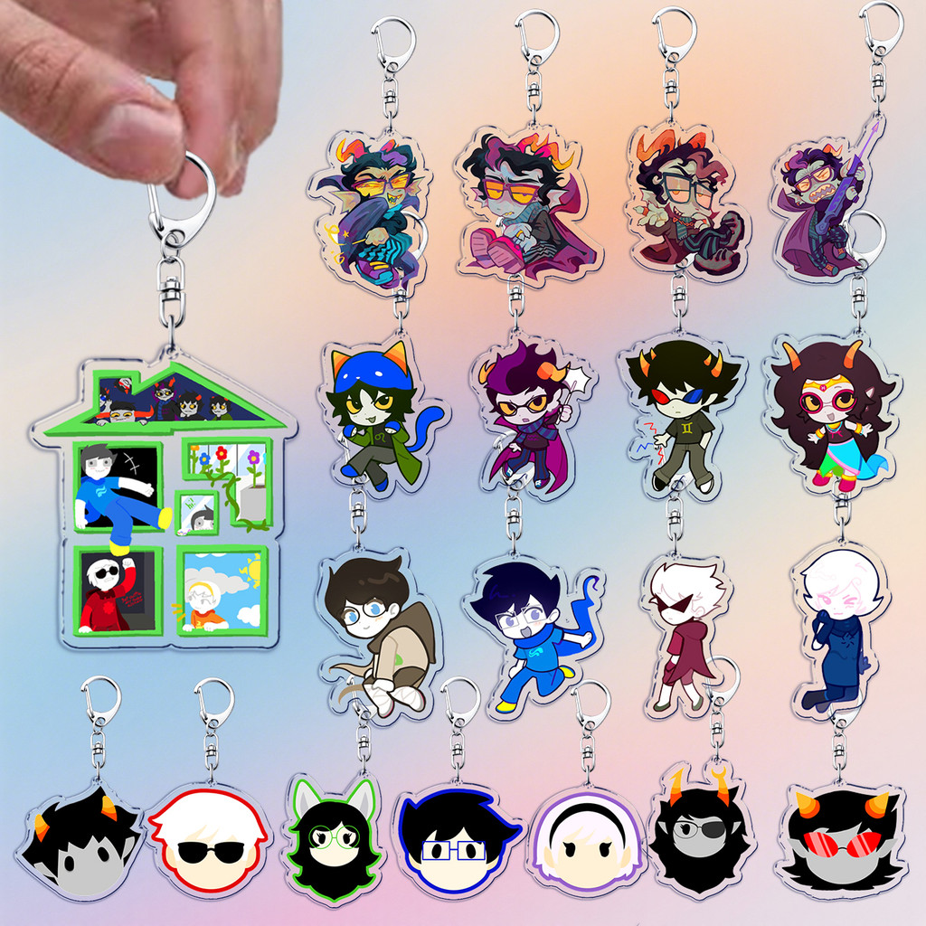 Cartoon Homestuck Keychain Accessories Bag Charms Dave Strider John Egbert Karkat Gamer Keyrings Jew