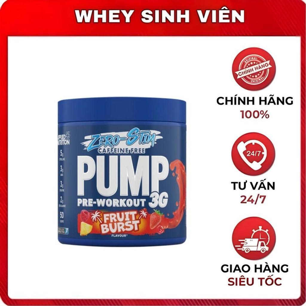 ( Không caffein ) Bột uống Pump 3G Pre Workout Applied Nutrition 50 muỗng Whey Sinh Viên