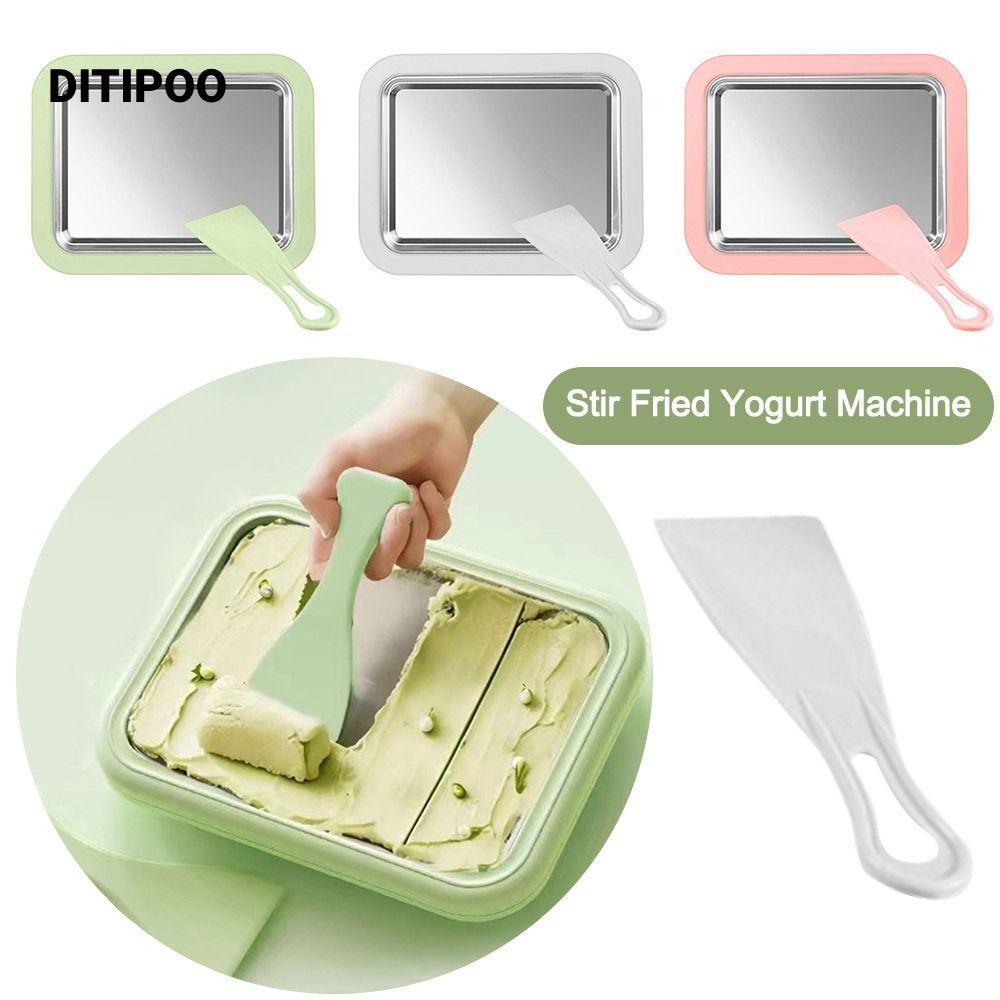 Máy làm sữa chua xào DITIPOO, Máy làm đá chiên tự làm Mini dành cho trẻ em, Máy làm kem bằng thép không gỉ DIY di động