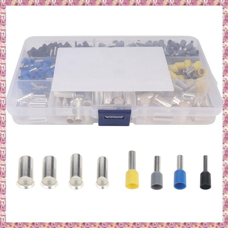 [W Y D H] 390 Cái AWG (2 4 6 8 10 12 14 16) Bộ dụng cụ dây Ferrules Crimp Terminal Connector Sleeves