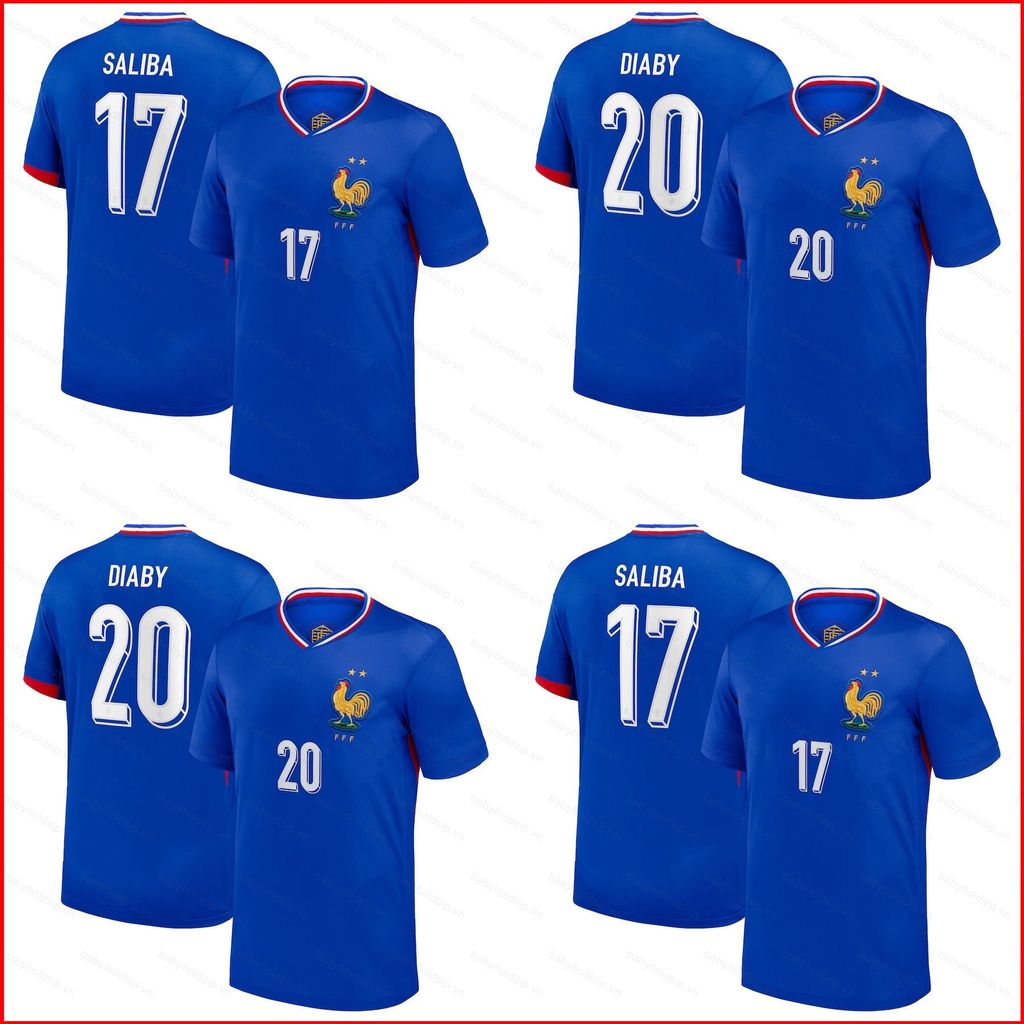 BS1 2024-2025 Cúp Châu Âu Pháp Saliba Diaby home Jersey Áo Bóng Đá Trẻ Em Người Lớn Plus Size SB1