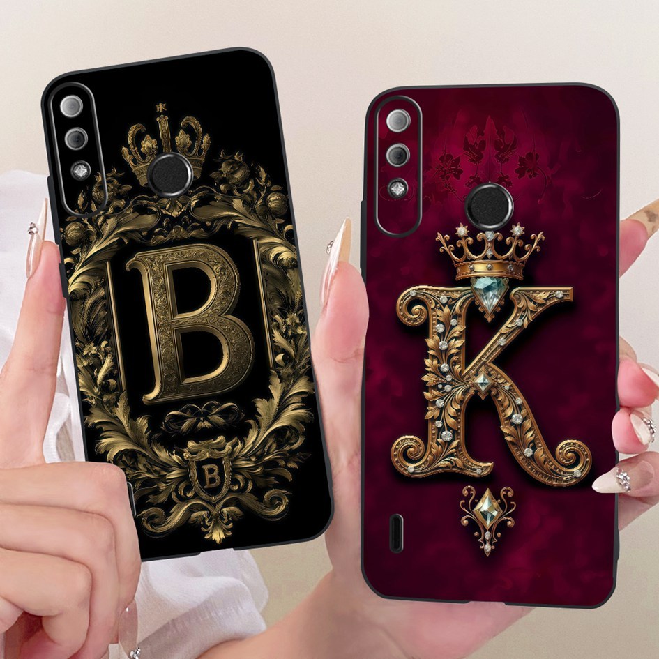 Dành Cho Itel A56 Vỏ Thời Trang Chữ Cái Ban Đầu Vương Miện Silicon Mềm Cặp Đôi Ốp lưng Cho Itel A56 