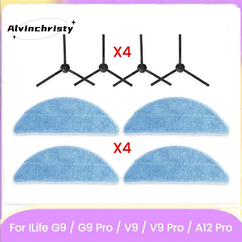 8 Bộ Phận Thay Thế Máy Hút Bụi Cho G9 / G9 Pro / V9 / V9 Pro / A12 Pro- Bàn Chải Bên & Lau Vải