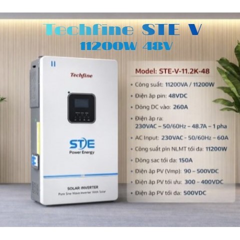 Biến Tần Techfine STE-V-11.2K-48v Inverter Hybrid STE V 11.2kW 48V | MPPT 500V 150A |. SOYER TECH ST