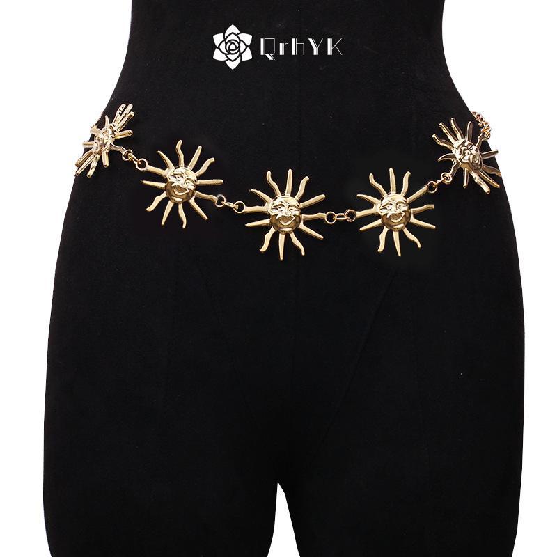 QrhYK Gothic Kim Loại Chống Nắng Cho Nữ Thời Trang Cao Cấp Eo Mặt Trời Dây Chuyền Trang Sức Cưới Sas