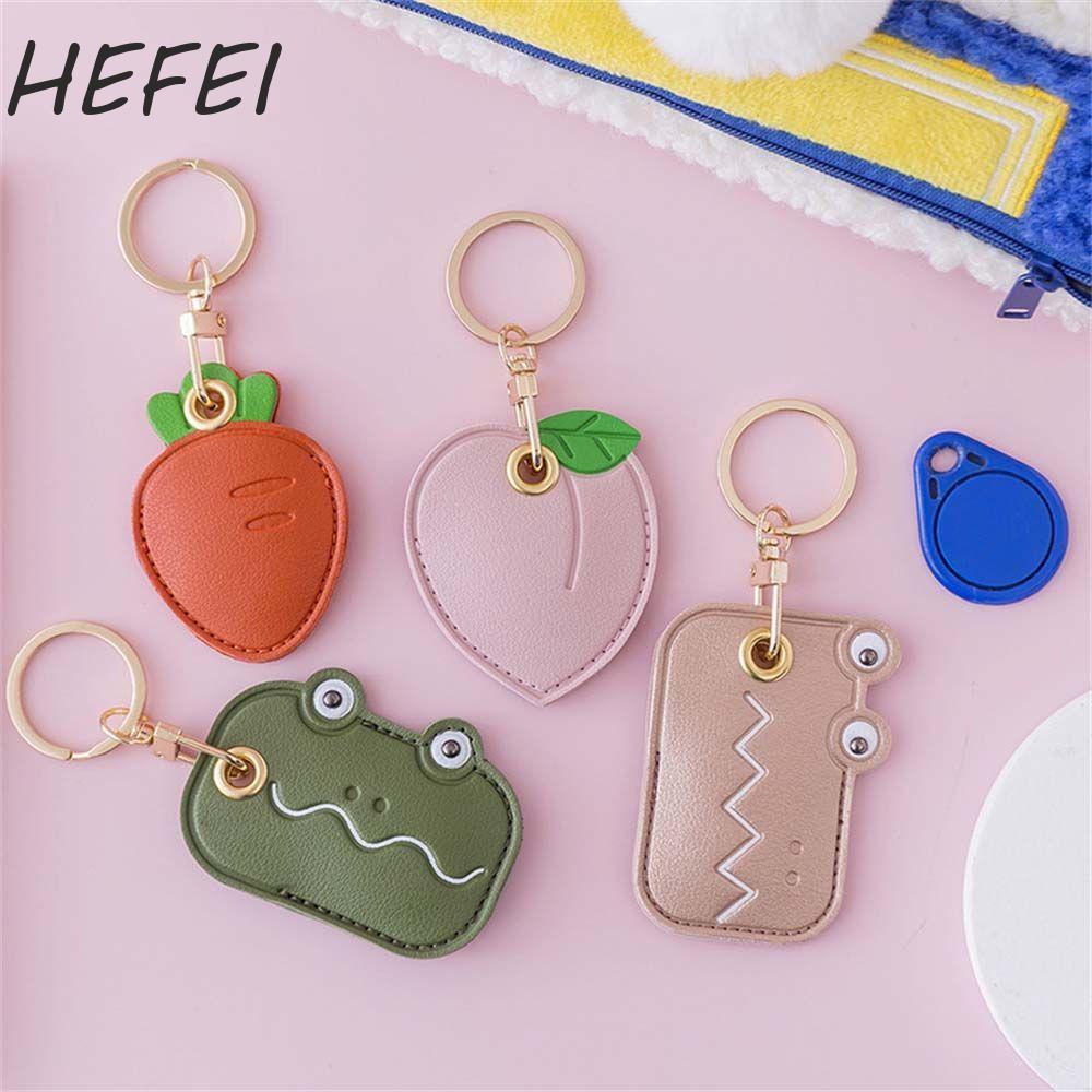 HEFEI Túi đựng thẻ truy cập da PU HEFEI Móc khóa hoạt hình Keyfob