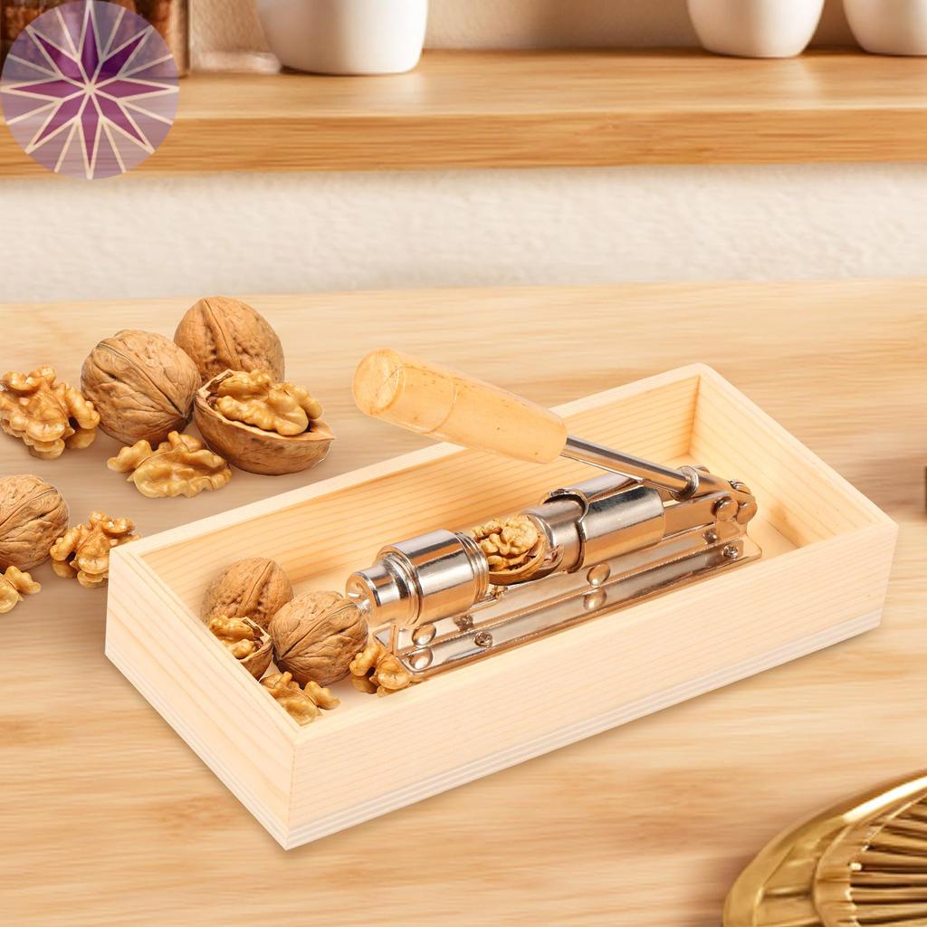 Pecan Cracker Đai ốc thực tế Cracker với hộp gỗ hình chữ nhật Công cụ Nutcracker độc đáo cho quả óc 