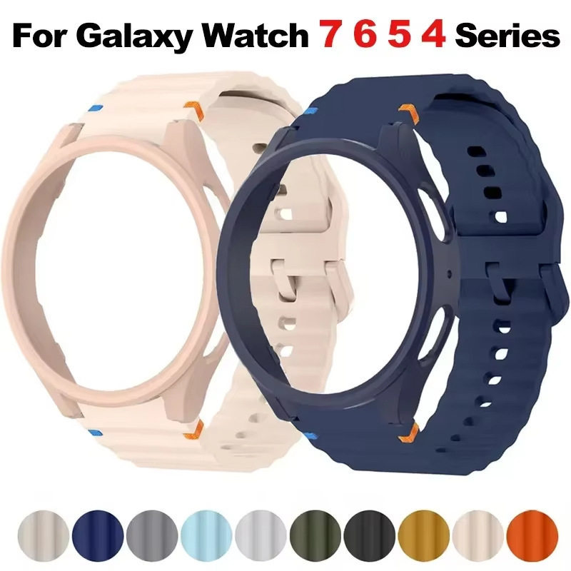 Dây đeo + Vỏ PC cho Samsung Galaxy Watch 7 6 5 40mm 44mm Vỏ chất lượng cao Ốp lưng cho Galaxy Watch 