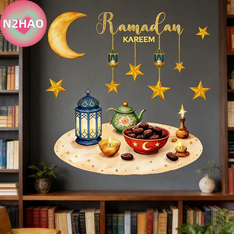 N2HAO Eid Cửa Sổ Stiers Ramadan Trang Trí Eid Mubarak Trang Trí Cho Gia Đình 2026 Ramadan Kareem Hồi