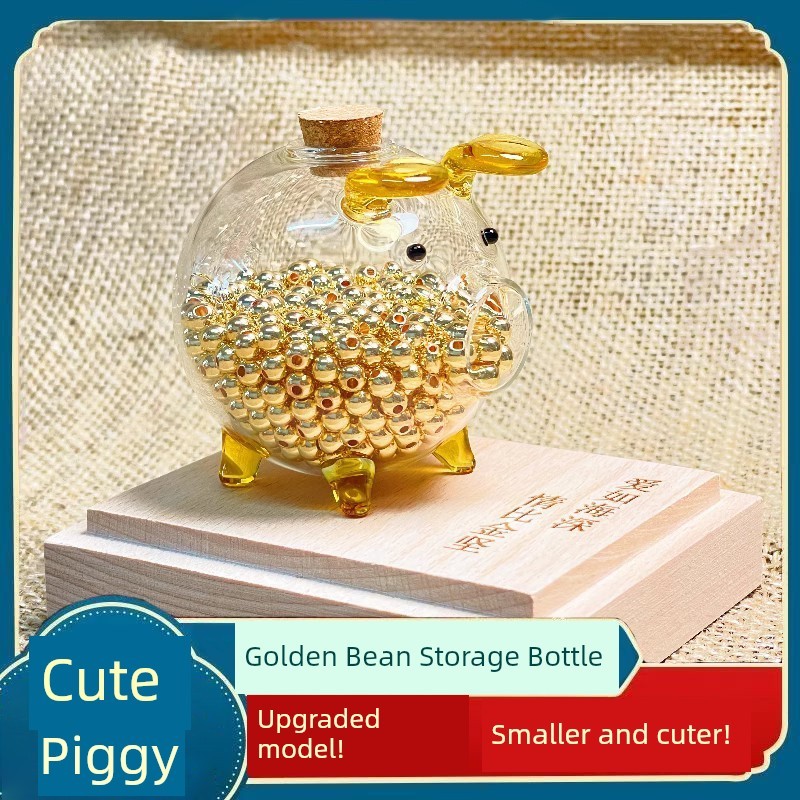 tiết kiệm heo đất trong suốt Chai đựng hạt vàng, lọ thủy tinh đựng hạt vàng, lọ đựng hạt vàng, heo đ