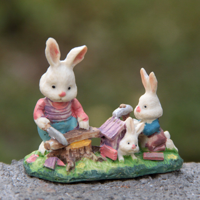 Little Fresh Rabbit Family Making House DIY Hình Micro Phong Cảnh Đẹp Làm Vườn Cảnh Quan Búp Bê Tran