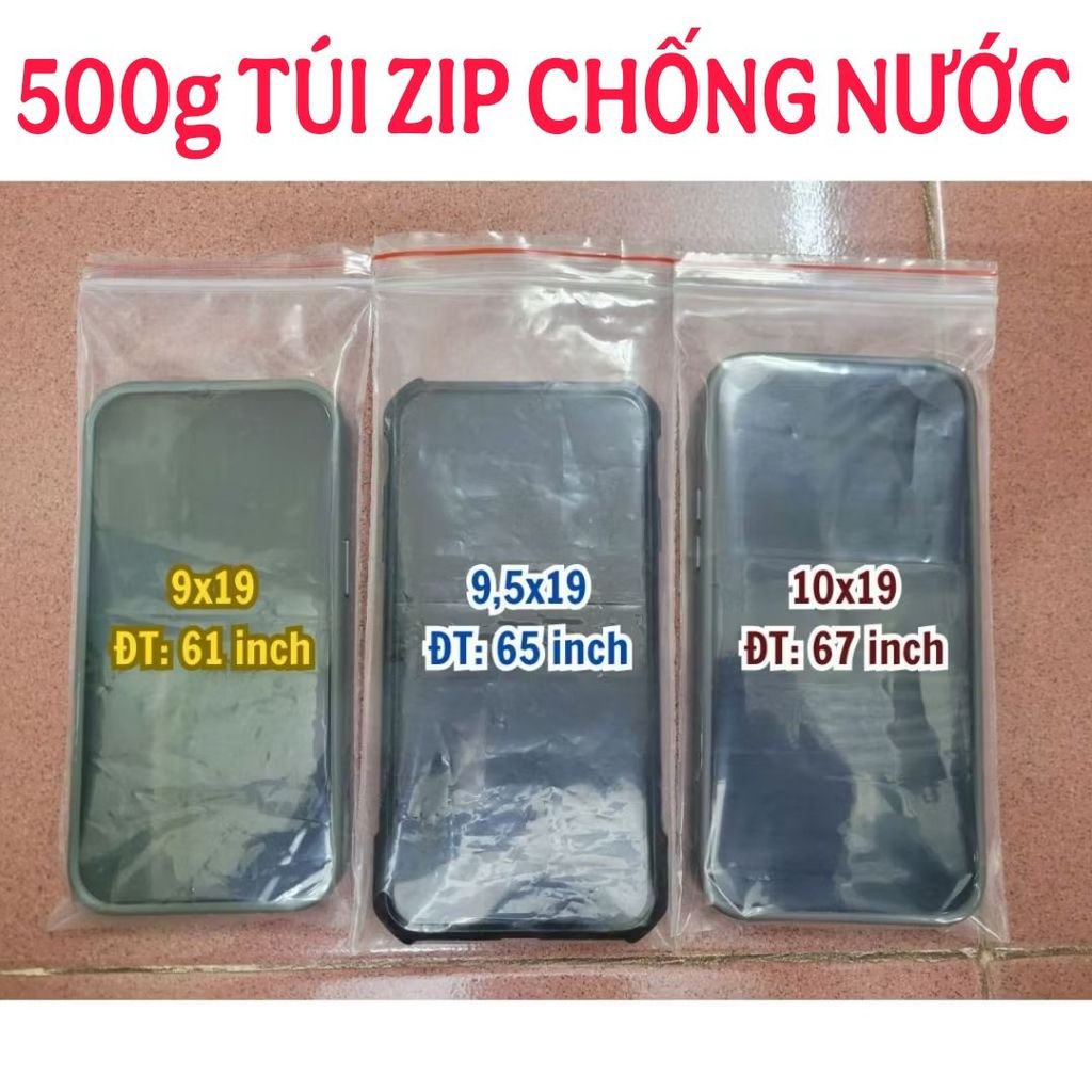 Túi Zip Chỉ Đỏ Dày Dặn Chống Nước Dùng Đựng Điện Thoại, Ốp Lưng Size 9x19, 9,5x19 Tiện Dụng