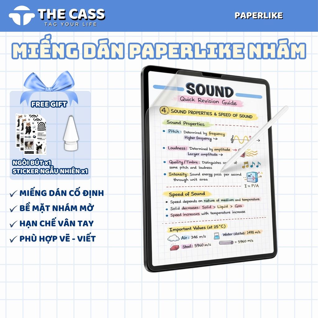 Miếng Dán Paperlike Dành Cho iPad Air 6/7/8 M4 2026, Gen 11, Pro 11 2025 - Giảm Phản Chiếu, Vân Tay