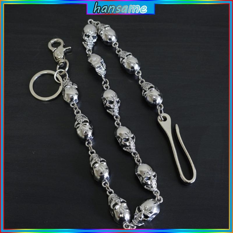 HAN Halloween-Skulls-Head Link Chain Vintage-Skull Charm Wallet Chain Punk Trang sức