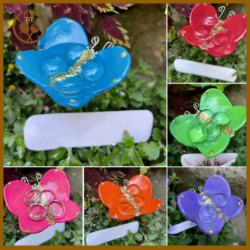 Popubear Bee Water Feeder Garden Stakes Bee Watering Station Bee Watering Station with Glass Balls –