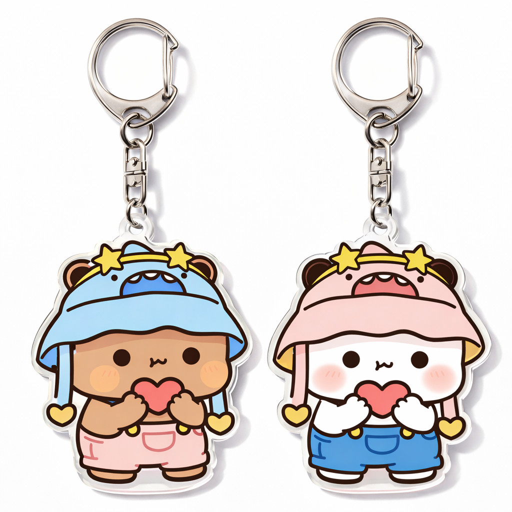 Móc khoá cặp đôi Bubu Yếm Xanh & Dudu Yếm Hồng