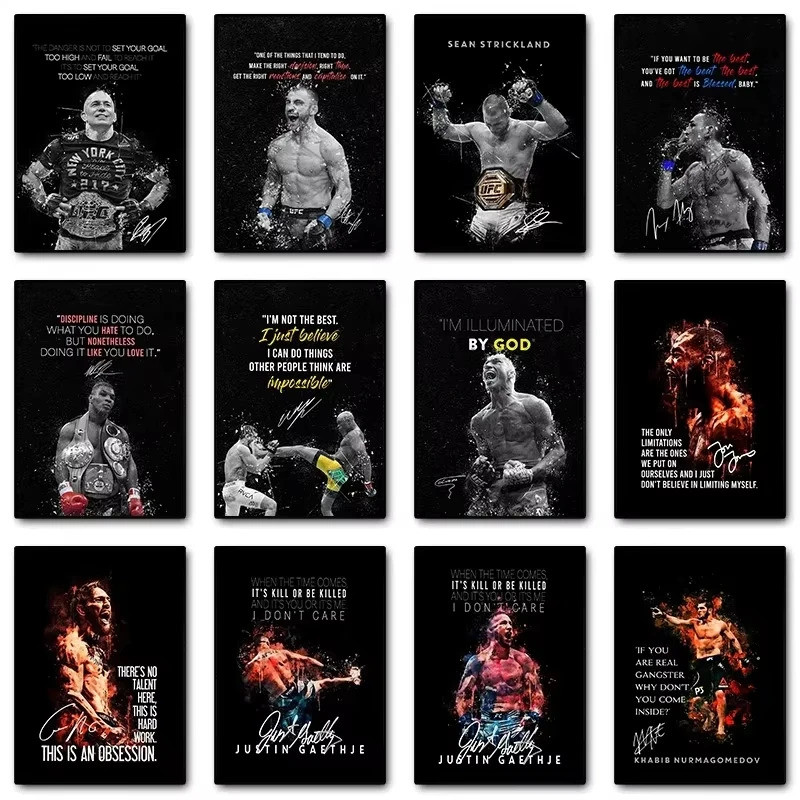 Boxer Treo Tường Nghệ Thuật Poster Mike Tyson Muhammad Ali Động Lực Trích Dẫn Trang Trí Nhà Hình Ảnh